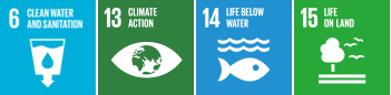 6.CLEAN WATER AND SANITATION,  13. CLIMATE ACTION, 14. LIFE BELOW WATER, 15.LIFE ON LAND 